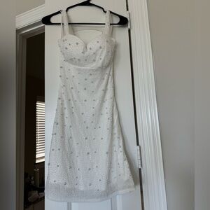 Bridal pearly white mini dress